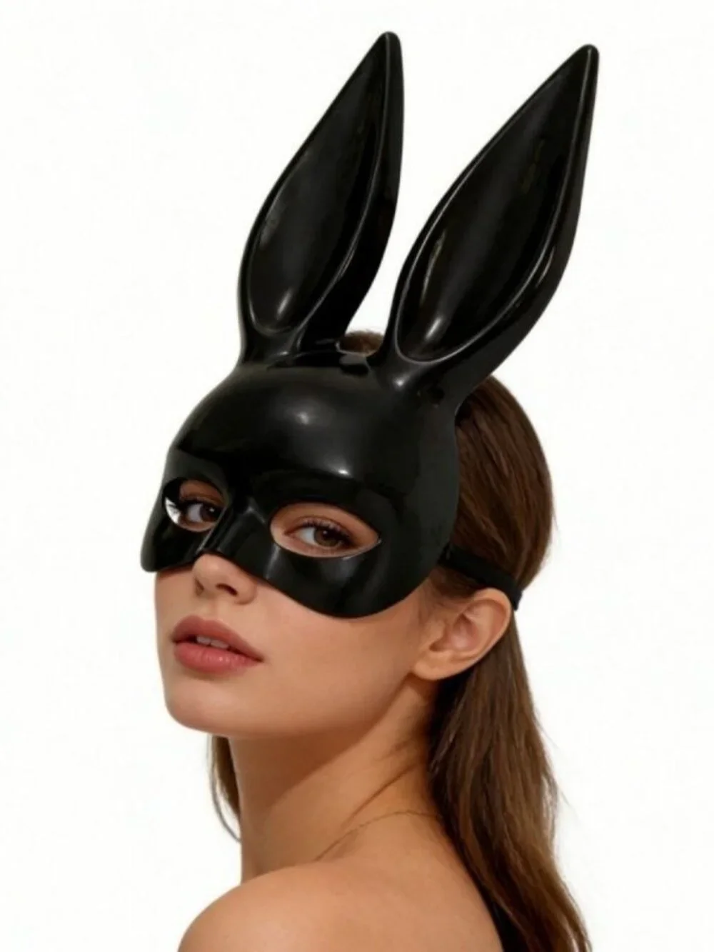 Matte Black Bunny Girl Mask, Sexy Cosplay Eye Mask, Halloween Costume Party Prop
